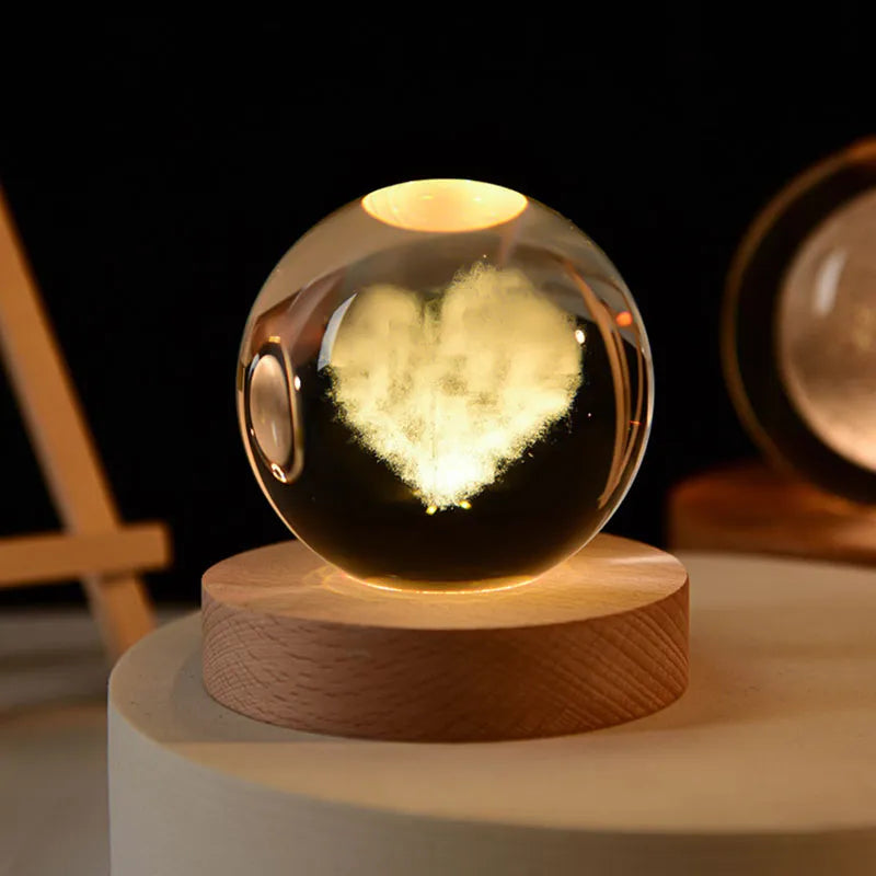 Solar System Splendor: 6cm 3D Crystal Ball Night Light – A Stellar Birthday Gift and Desktop Delight!