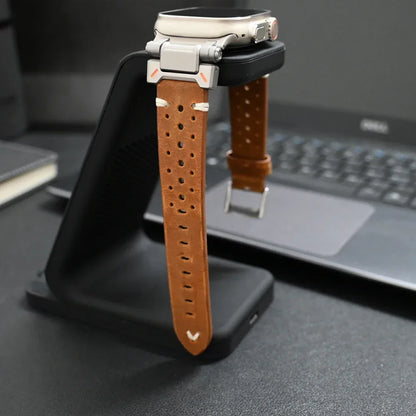 Luxury Leather Band for Apple Watch Ultra 2 – 49mm, Series 9, 8, 7, 45mm, Correa Strap for iWatch 6, 5, 4, SE, 3, 44mm, 42mm