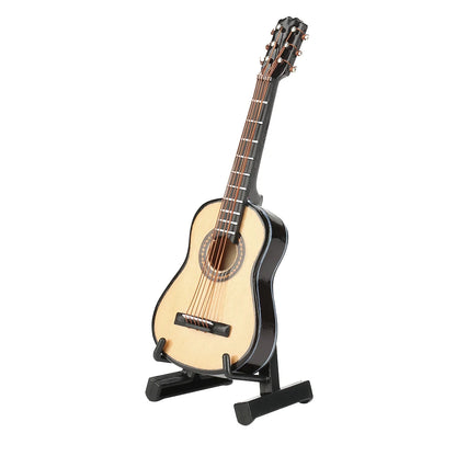 Mini Wooden Guitar Model – Miniature Musical Ornament for Home Decor & Gift with Box