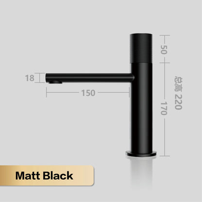 Brass Black Bathroom Faucet – High-End Hot & Cold Round Hand Washing Faucet for Toilet & Hotel
