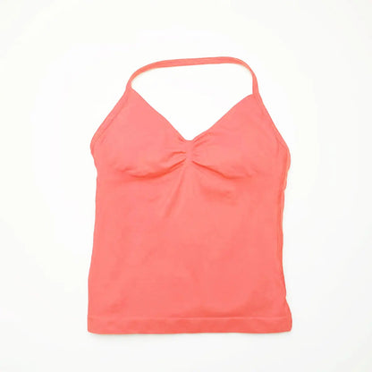 Women’s Longline Strappy Sports Yoga Vest Open Back Gym Tank Top Halter Running Fitness Bra Workout Top NCLAGEN Impact Style