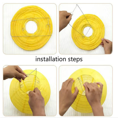 Round Paper Lantern Hanging Ball Decor for Wedding & Birthday Party, DIY Lampion Craft Supplies in White, Red & Blue