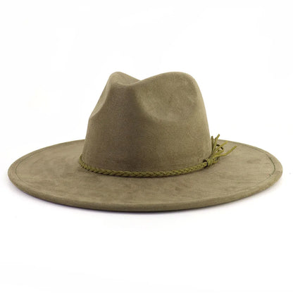Suede Top Hat Fedora - 9.5cm Wide Brim Felt Jazz Hat for Men and Women, Autumn/Winter Classic Church Sombrer