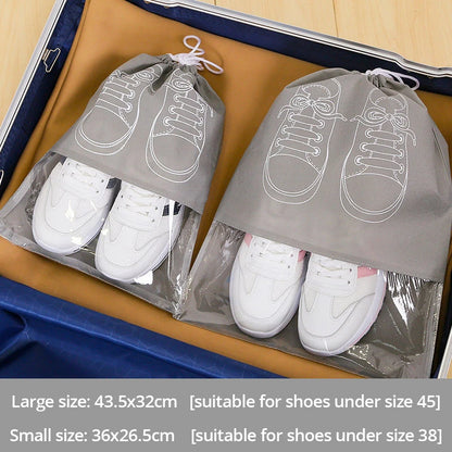 5Pcs Shoe Storage Bag Set – Waterproof Non-Woven Fabric Travel Shoe Organizer with Strap, Large Capacity & Moisture-Proof Design