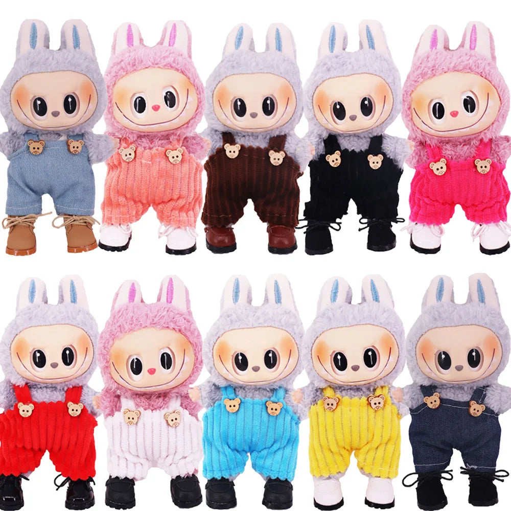 3.8cm Solid Color Lace-Up Canvas Shoes – PU Doll Shoes for 17cm Labubu Doll Clothes & Accessories Gift