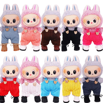 3.8cm Solid Color Lace-Up Canvas Shoes – PU Doll Shoes for 17cm Labubu Doll Clothes & Accessories Gift
