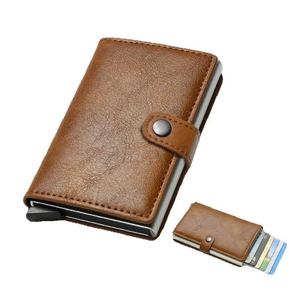 Carbon Fiber RFID Pop-Up Metal Wallet for Men – Slim Minimalist Credit Card Holder Black Purse