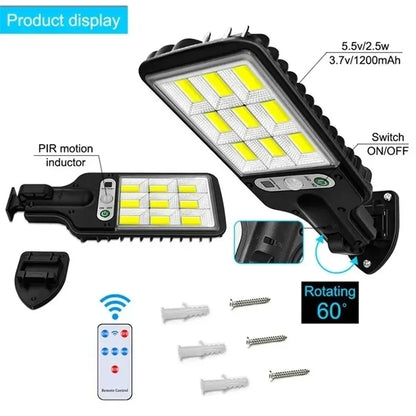 Powerful LED Solar Outdoor Wall Lamp – Rechargeable Human Motion Sensor Light for Garden, Terrace, Garage & Street