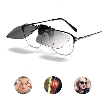 4 Color Polarized Sunglasses Clip-On - Flip Up UV 380 Lenses for Driving and Fishing | Night Vision Glasses Clips