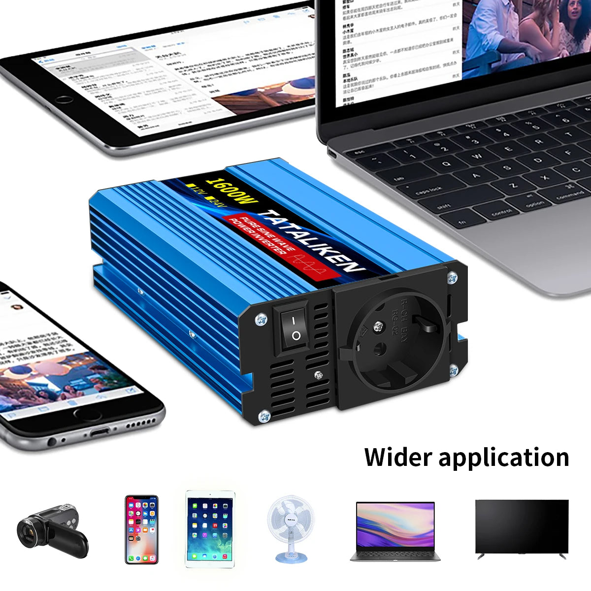 Pure Sine Wave Power Inverter 1000W–4000W – DC 12V/24V to AC 220V 50Hz Converter with Universal Socket Charger Adapter