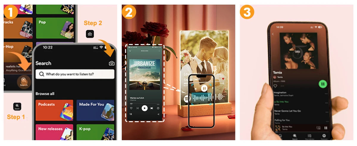 Customized Spotify Music Plaque – Personalized Acrylic Photo Frame Lamp for Anniversary, Birthday & Romantic Gifts