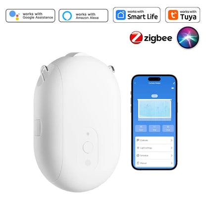 Tuya Smart Zigbee Curtain Motor with Hooks – T U Rail Smart Curtain Pusher, Siri, Google Home & Alexa Voice Control