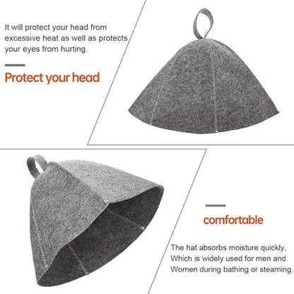 Felt Sauna Hat — Steam Cap for Men & Women, Home and Steam Room Sauna Accessory