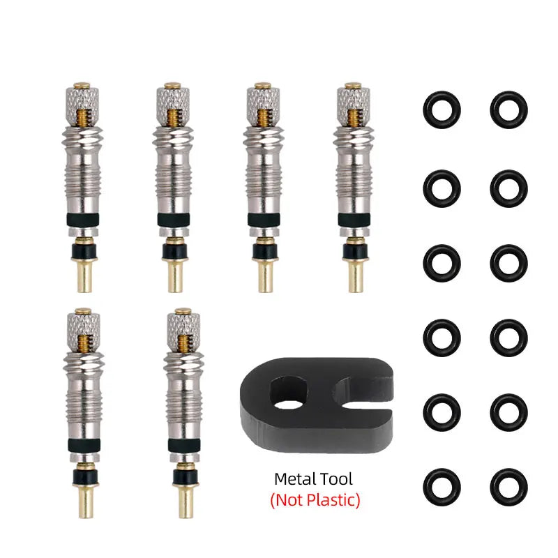 Deemount Presta Valve Core Replacement — Brass FV Nozzle with Alloy Remover Tool for MTB & Road Bikes