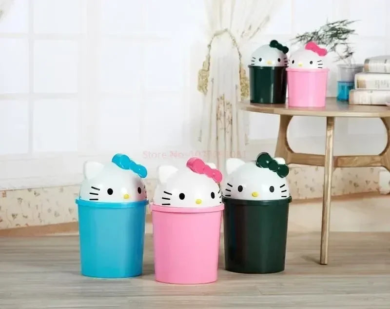 Sanrio Hello Kitty Kawaii Trash Can – Cute Dustbin for Bedroom & Living Room Garbage Disposal