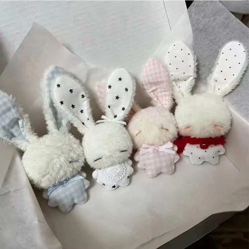 Kawaii Angel Bunny Plush Keychain - Mini Soft Rabbit Stuffed Toy Pendant