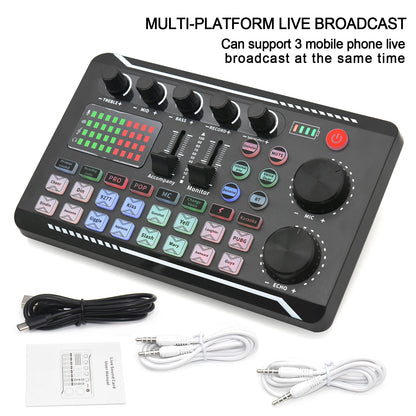 Live Sound Card Audio Interface with DJ Mixer Effects & Voice Changer – Bluetooth Mixer for Live Streaming & Singing