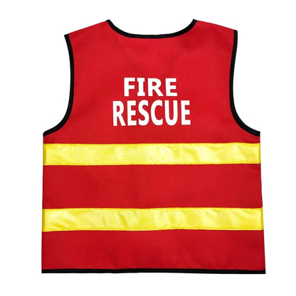 Kids Firefighter Cosplay Costume – Little Fireman Outfit with Hat Kit for Boys, Halloween & Carnival Party Dress-Up