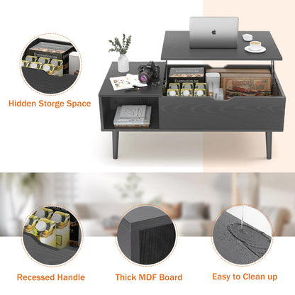 Lift Top Coffee Table for Living Room - 39.37"x19.7" Adjustable Desk with Storage Shelf - Easy Lift or Lower Tea Wood Dining Table