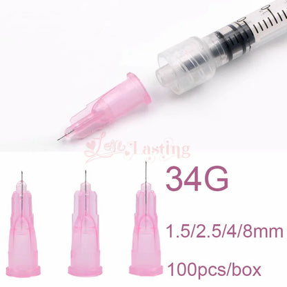 100pcs 32G Disposable Syringe Needles (4mm, 6mm, 8mm, 13mm) - Painless Small Needle Irrigator & Eyelid Tool Parts