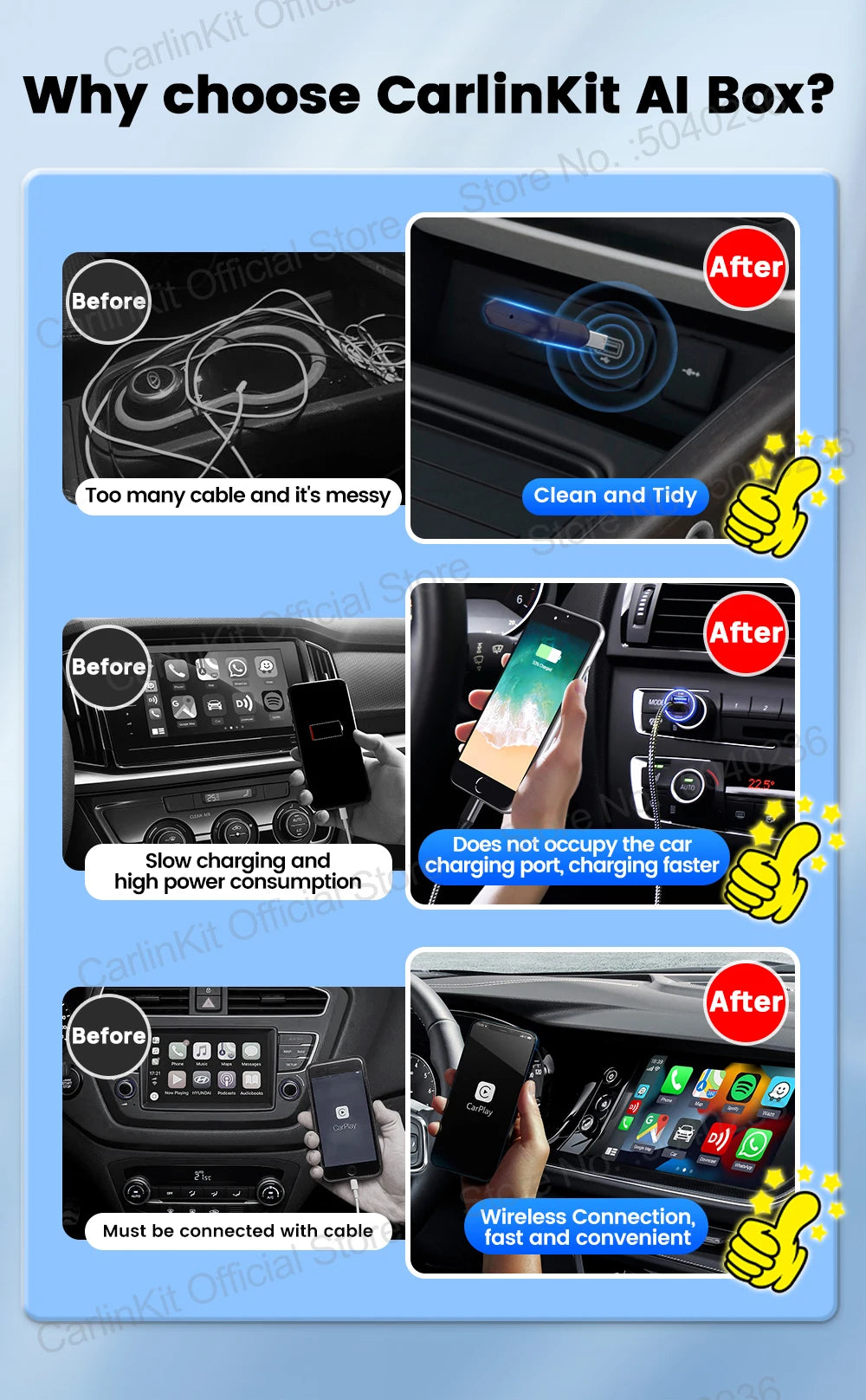 CarlinKit 5.0 Mini Wireless CarPlay & Android Auto Adapter – Plug & Play WiFi Bluetooth for OEM Cars
