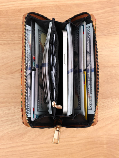Advanced Multifunctional Wallet with Wood Grain - Portable Geometric Design, Multiple Card Slots, Artistic Retro Style