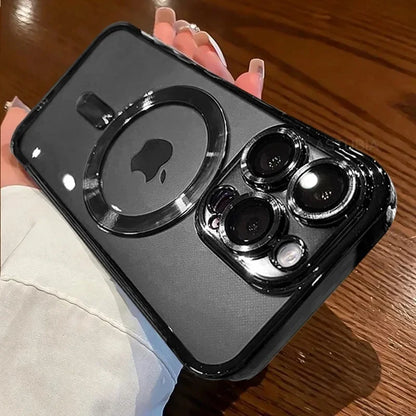 Luxury Plating MagSafe Magnetic Case for iPhone 16/15/14/13/12/11 Pro Max Plus – Wireless Charging Cover with Lens Protector