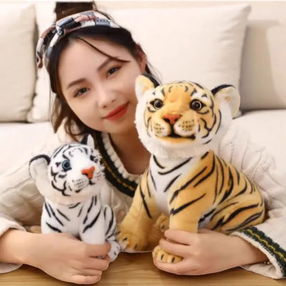 20-25cm Giant Realistic Tiger & Collie Dog Plush – Cute Forest Animal Pillow Toy Gift for Girls