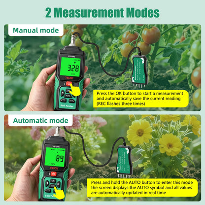 YIERYI 9-in-1 Soil Tester - Digital NPK, pH, EC, Moisture, Temperature & Salinity Analyzer for Garden & Plants