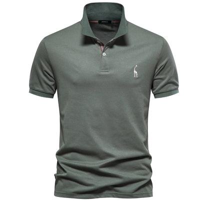 AIOPESON Men's Cotton Polo Shirt - Short Sleeve Solid Color Summer Casual Polo Top