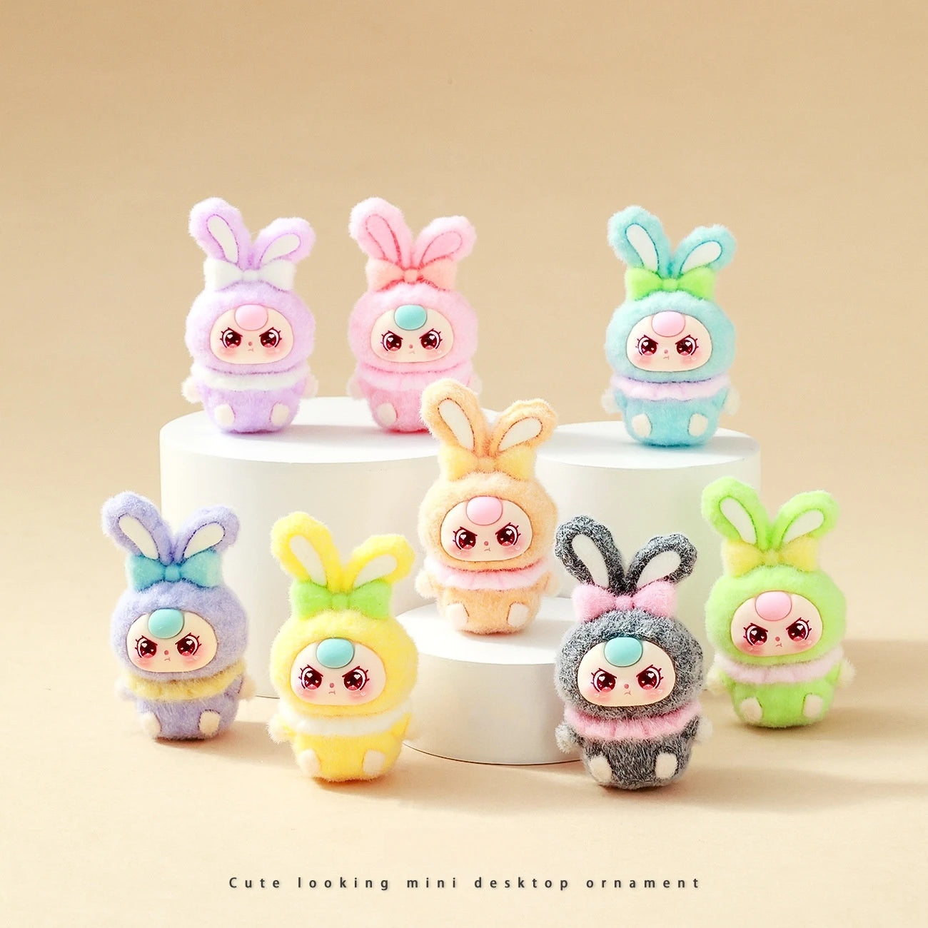 9pcs Babythree Dimoo Anime Flocked Action Figures Decorative Pendant Kawaii Desktop Dolls Toy Gifts