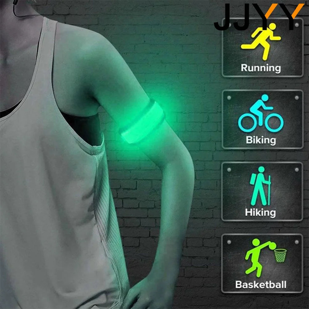 JJYY 1PC Outdoor Sports Night Running Armband - LED Light, USB Rechargeable Safety Belt, Arm Leg Warning Wristband for Cycling and Biking