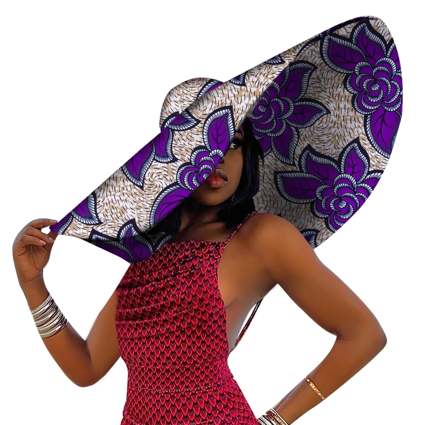 African Ankara Sun Hat - Women's Large Brim Summer Beach Hat