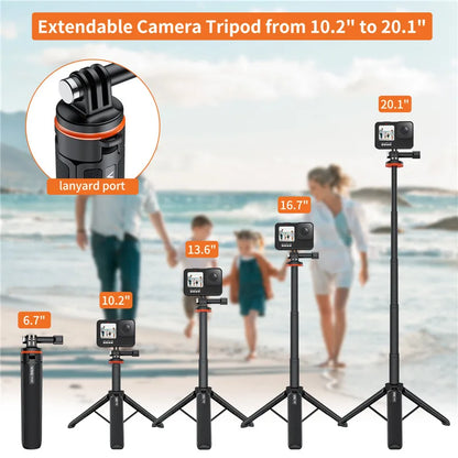 Selfie Stick Tripod – Extendable Stand Handle for GoPro 13-8, Insta360 X4, DJI OSMO Action 5/4/3 Accessories