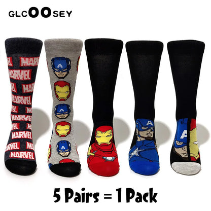 Cartoon Anime Crew Socks - 5 Pairs Unisex Hip Hop Street Style Novelty Casual Socks for Men and Women