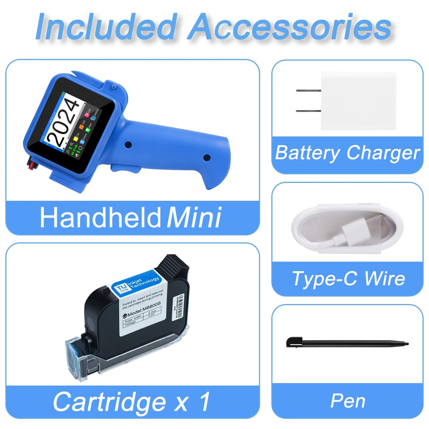 Mini Handheld Inkjet Printer 12.7mm – Portable QR Code, Barcode, Batch, Date, Logo & Expiry Date Coding Machine for Industrial Marking & Printing