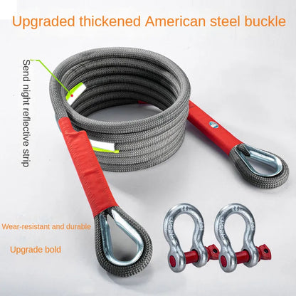 Car Outdoor Off-road Trailer Tow Rope | Multiple Sizes | Emergency Rescue Nylon Rope | Thicker & Color-Changing for Enhanced Visibility