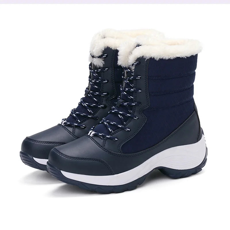 Women's Winter Snow Boots – Plush Lined Platform Flat Casual Shoes for Warmth and Comfort