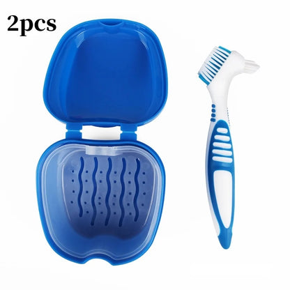 Dental Retainer Storage Case - 2-Piece Orthodontic Mouth Guard and Denture Organizer Box for Oral Care Accessories