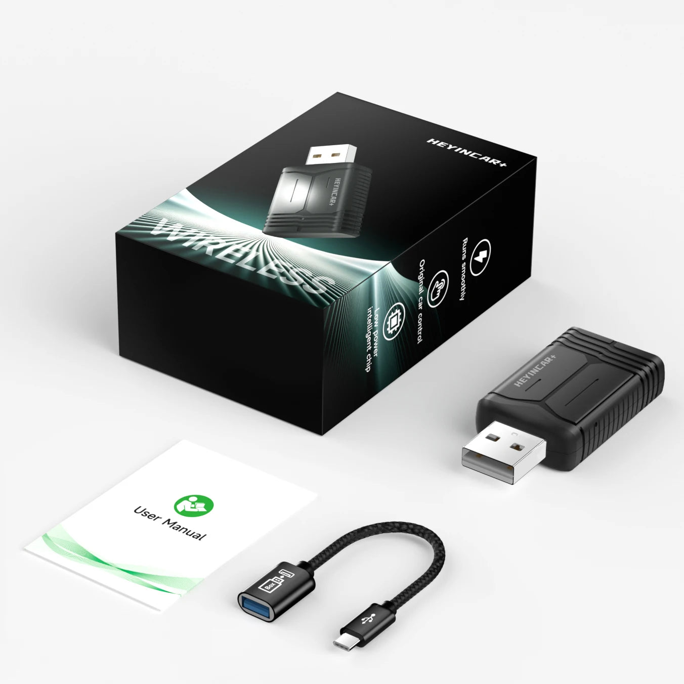 2025 HEYINCAR 2-in-1 Wireless Android Auto & CarPlay Adapter – Plug and Play for Kia, Volvo, Audi, MG, VW, Hyundai, Jeep