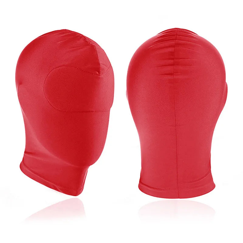 Sexy Red Unisex Full Face Cosplay Mask – Open Eyes & Mouth Hood for Halloween, Role Play, and Costume Parties