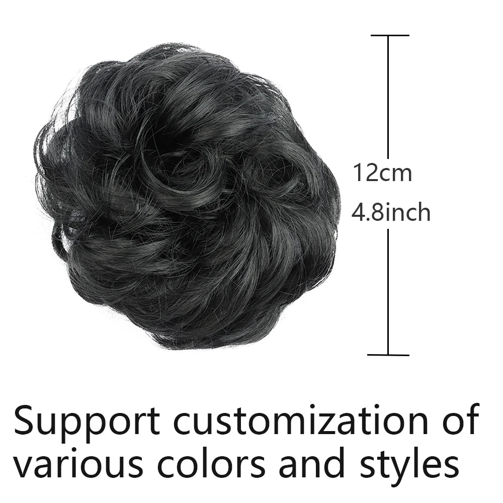 Synthetic Wavy Hair Bun Wig – Elastic Rubber Scrunchie Curly Ponytail Hair Extension for Ladies