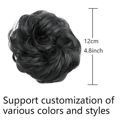 Synthetic Wavy Hair Bun Wig – Elastic Rubber Scrunchie Curly Ponytail Hair Extension for Ladies