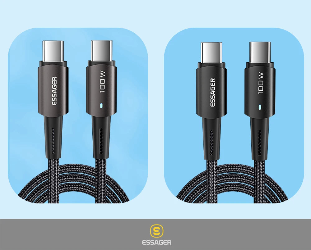 Essager USB-C Cable 100W PD QC 4.0 – Fast Charging Type-C Cable for MacBook Pro, Samsung, Xiaomi
