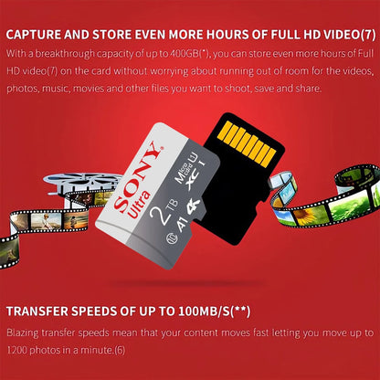 SONY Original Micro SD Card – 128GB 256GB 512GB 1TB 2TB U3 4K Memory Card for Phone, Camera, Tablet, PC