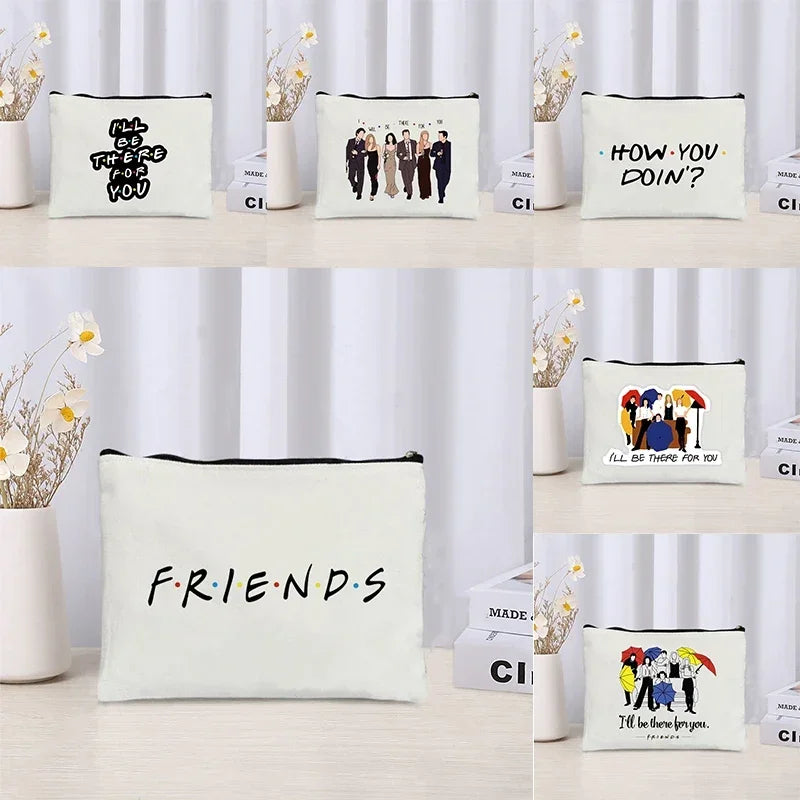 TV Show Friends Makeup Bag for Women - Travel Cosmetic Organizer, Eco-Friendly Canvas Pouch, Kawaii Purse and Pencil Case