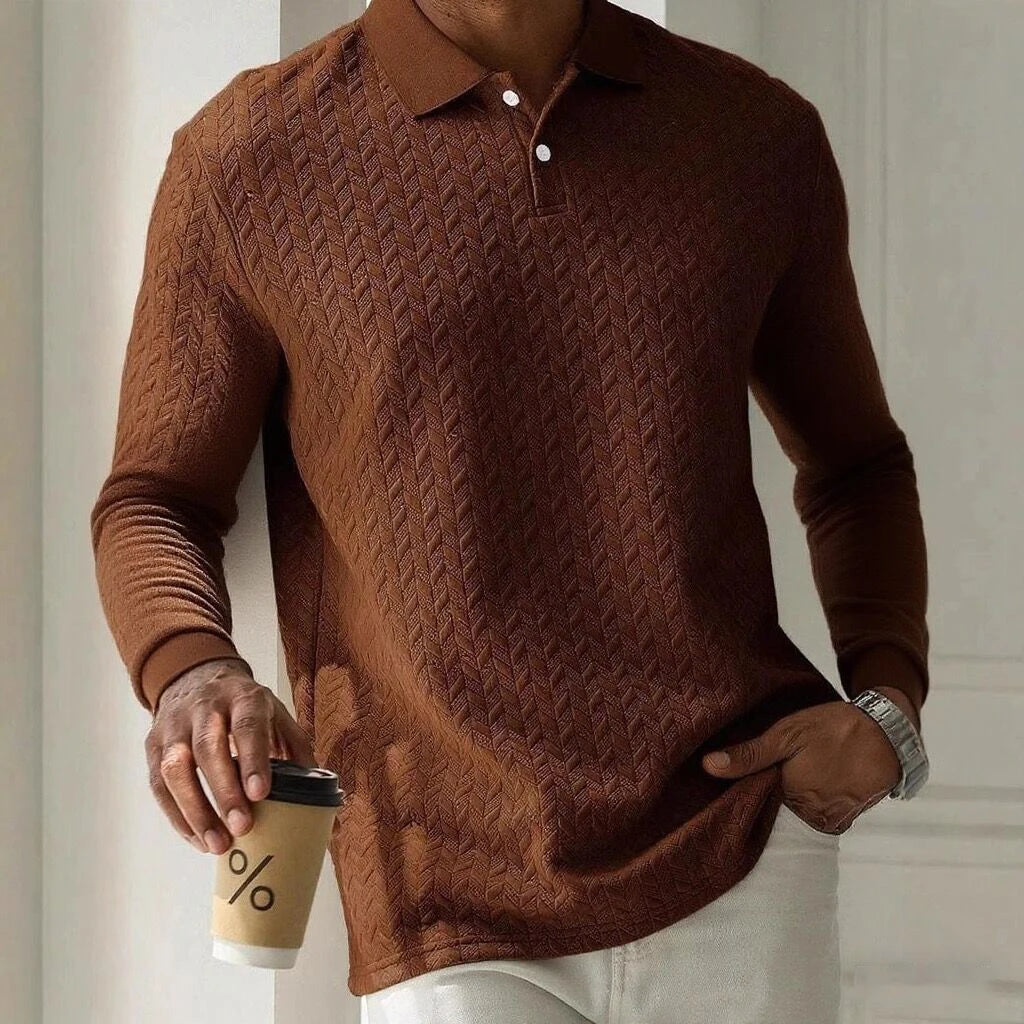Men’s Long Sleeve Polo Shirt - High Quality Business Casual T-Shirt for Office and Fashion Style
