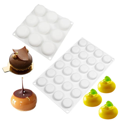 7-Option Flat Round Silicone Cake Molds — DIY Mousse, Chocolate, Dessert, Pudding & Jelly Baking Tools