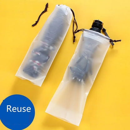 3PCS Rain Umbrella Covers – Reusable Waterproof Translucent Plastic Drawstring Bags, Portable Umbrella Storage