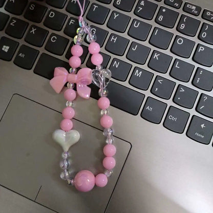 Colorful Macaron Beaded Phone Lanyard Wrist Strap – Anti-Lost Short Handheld Mobile Phone Chain Pendant for Women
